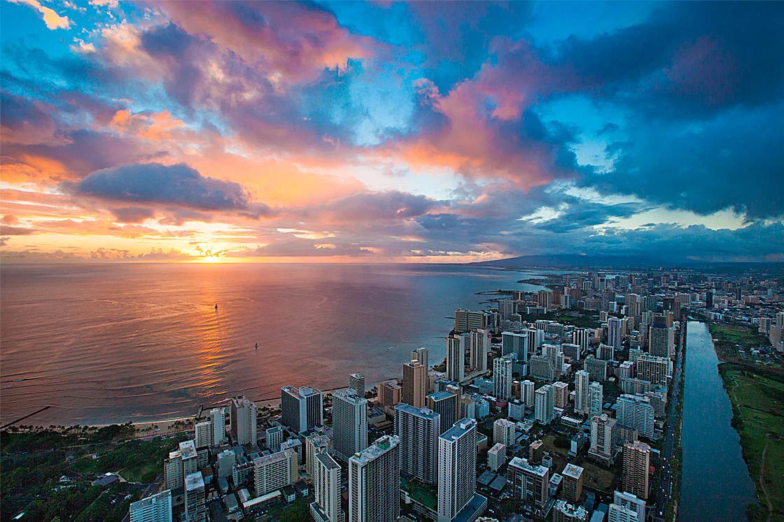 Rainbow Helicopters - Waikiki Sunset landscape
