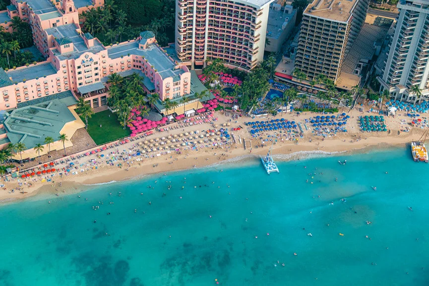Aerial photo of Waikiki on the Island of Oahu