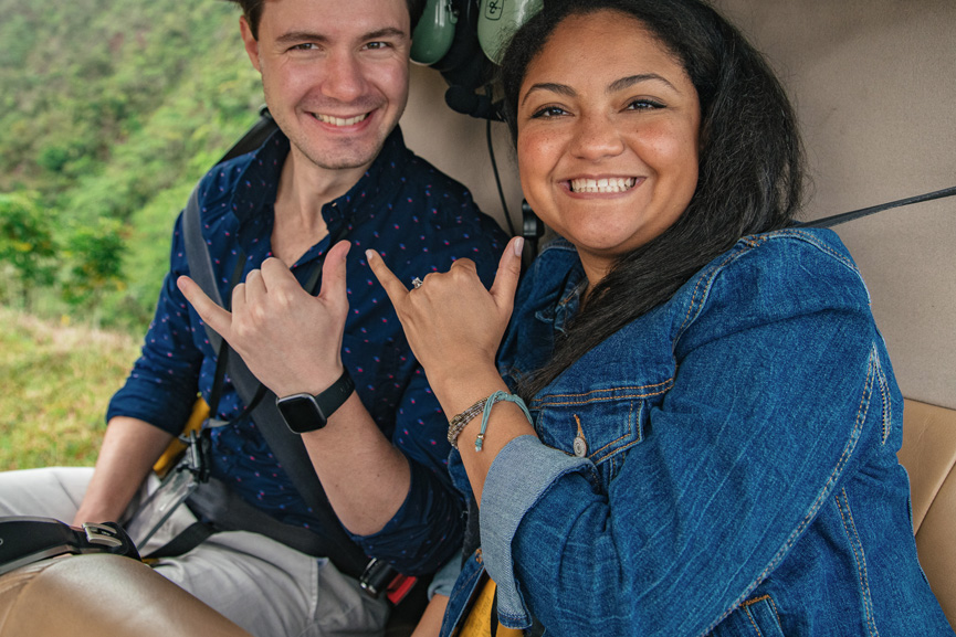 Rainbow Helicopters romantic Oahu proposal flight