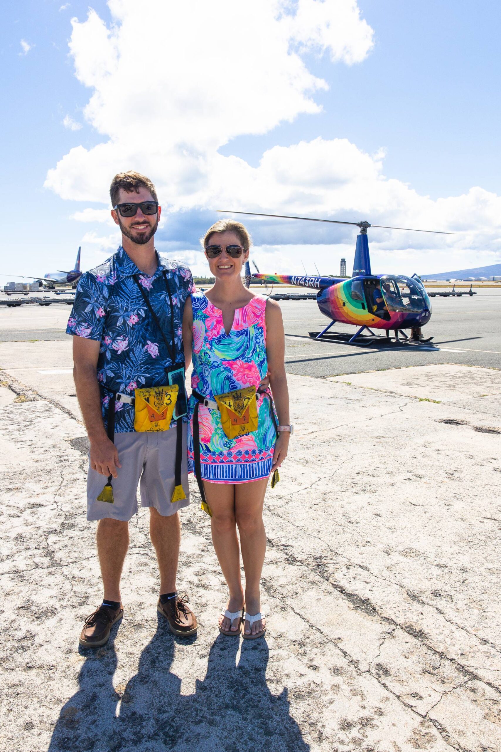 Rainbow Helicopters customer in an Oahu helicopter tour
