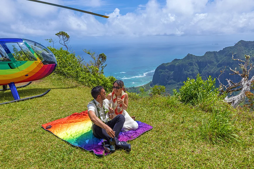 Rainbow Helicopters - proposal flight with landing and champagne toast