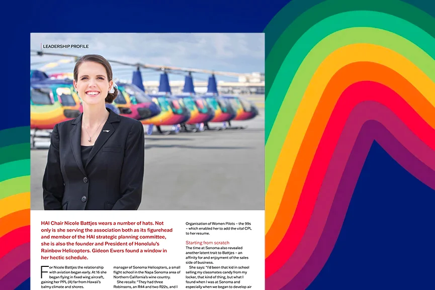 RotorHub International features Rainbow CEO Nicole Battjes for leadership in the aviation industry with purpose and compassion.