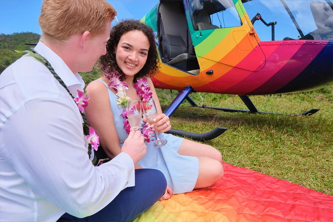 Rainbow Helicopters private landing tour with champagne toast