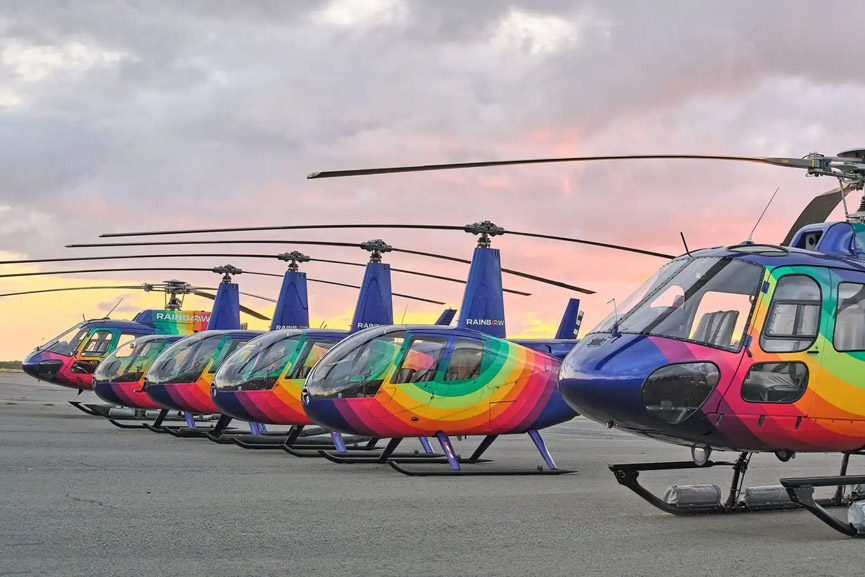 Fleet of Rainbow Helicopters at Honolulu International Airport