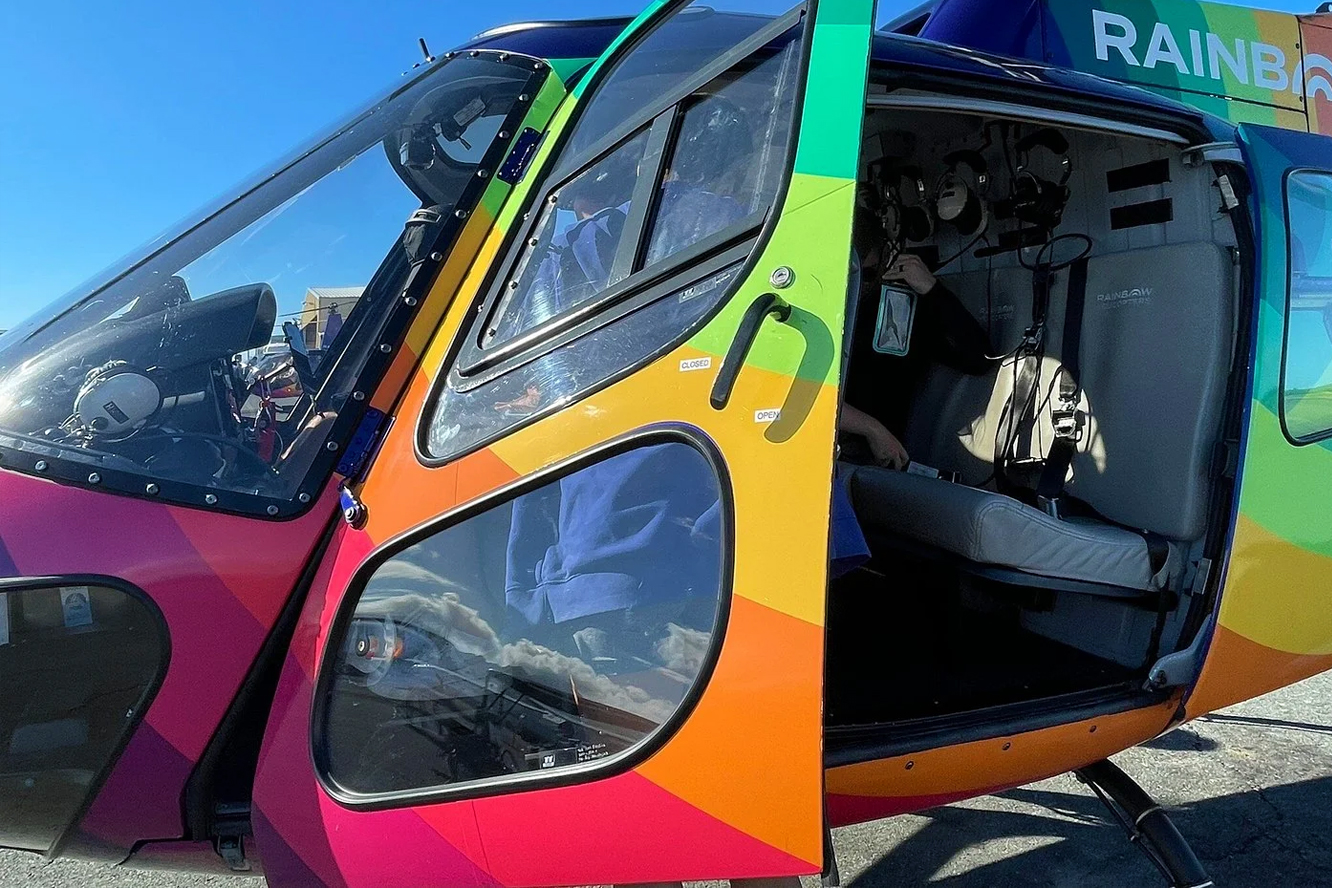 Rainbow Helicopters Airbus Astar with the door open.