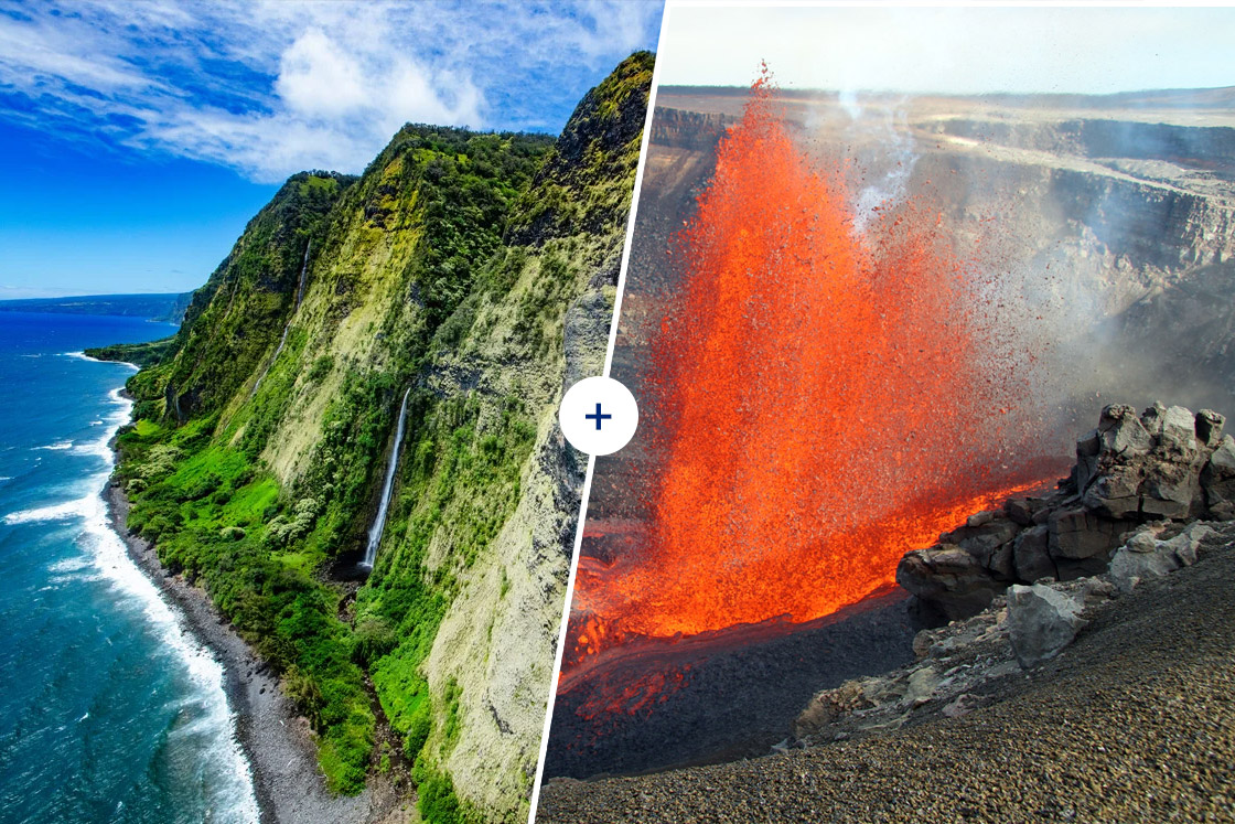 90-minute Kohala Coast Volcanoes Waterfalls helicopter tour with Kilauea volcano flyover add-on