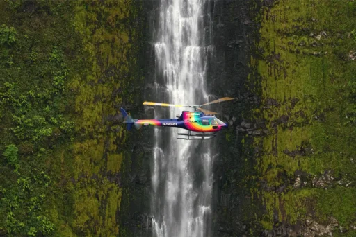 Big Island Private Custom Charters With Rainbow Helicopters At Kohala Waterfalls.